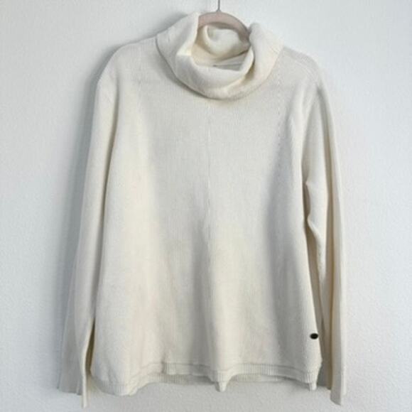 Lauren by Ralph Lauren Sweaters - Ralph Lauren White Waffle Knit Cowl Neck Sweater - Oversized Fit